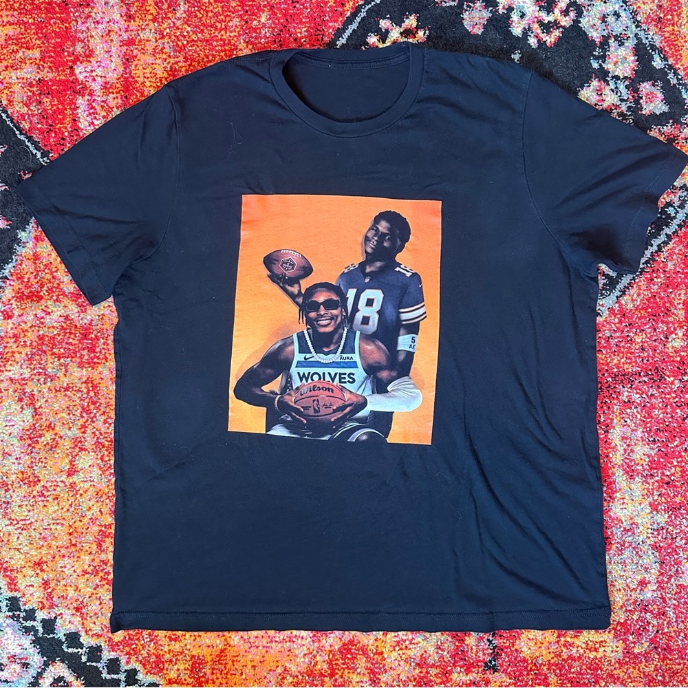 Minnesota Jersey Swap Justin Jefferson Anthony Edwards Fan Art NFL NBA Tee XL